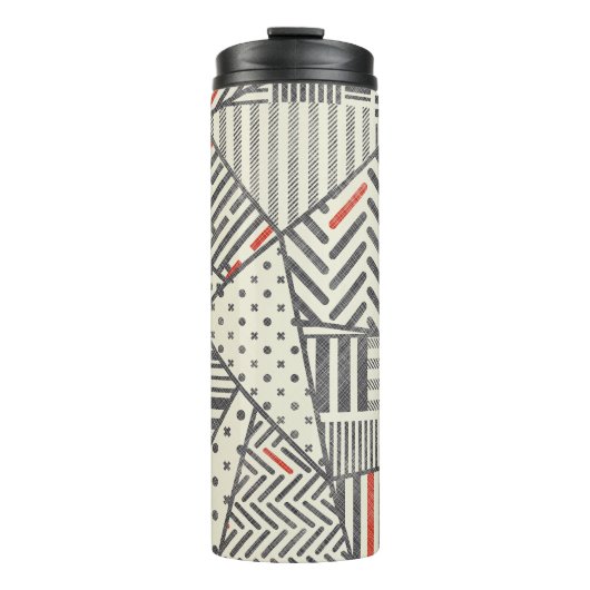 Retro-Patchwork: Abstraktes geometrisches Design Thermosbecher (Vorderseite)