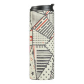 Retro-Patchwork: Abstraktes geometrisches Design Thermosbecher (Nach links gedreht)