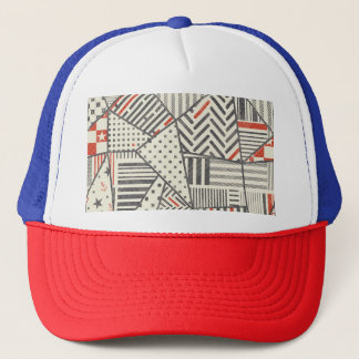 Retro-Patchwork: Abstraktes geometrisches Design Truckerkappe