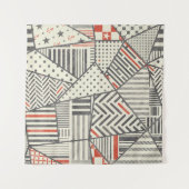 Retro-Patchwork: Abstraktes geometrisches Design Wandteppich (Vorderseite (Horizontal))