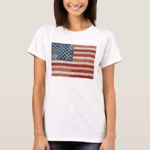Retro-Patchwork-Amerikanische-Flagge-Patriotische- T-Shirt