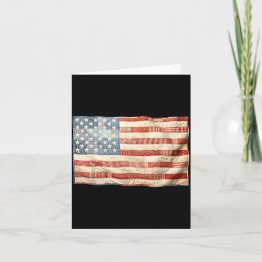 Retro-Patchwork-Amerikanische-Flagge Patriotisches Karte (Vorderseite)