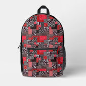 Retro-Patchwork-Blumen-Quilt-Muster Bedruckter Rucksack (Vorderseite)