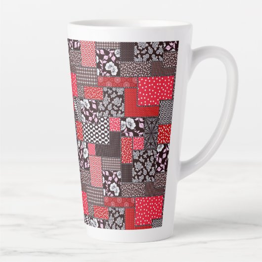 Retro-Patchwork-Blumen-Quilt-Muster Milchtasse (Rechts)