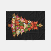 Retro Patchwork Bow Christmas,rustic Country Chris Fleecedecke (Vorderseite (Horizontal))