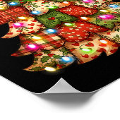 Retro Patchwork Bow Christmas,rustic Country Chris Poster (Ecke)