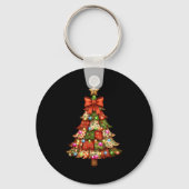 Retro Patchwork Bow Christmas,rustic Country Chris Schlüsselanhänger (Vorderseite)