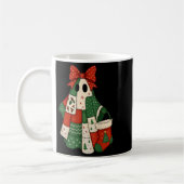 Retro Patchwork Christmas Ghost Coquette Bow X-mas Kaffeetasse (Links)