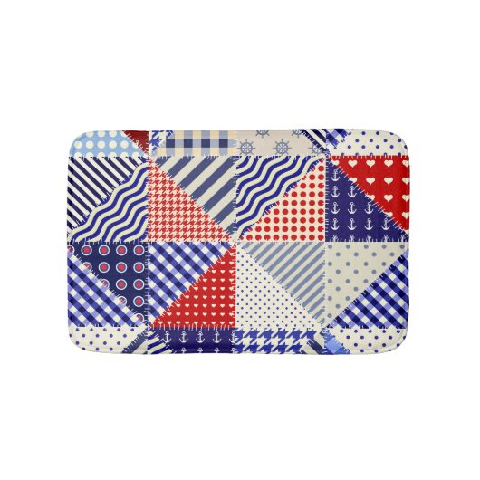 Retro-Patchwork-Dreiecke im maritimen Stil Badematte (Vorderseite)