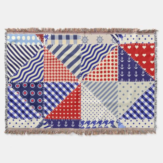 Retro-Patchwork-Dreiecke im maritimen Stil Decke (Vorderseite)