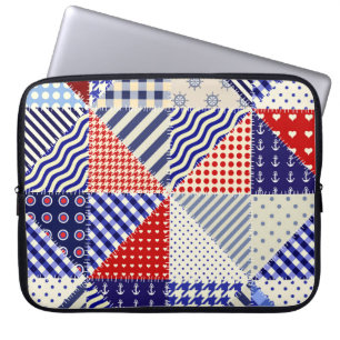 Retro-Patchwork-Dreiecke im maritimen Stil Laptopschutzhülle
