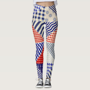 Retro-Patchwork-Dreiecke im maritimen Stil Leggings
