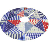 Retro-Patchwork-Dreiecke im maritimen Stil Polyester Weihnachtsbaumdecke (Schrägansicht)