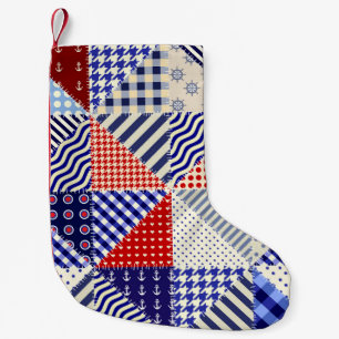 Retro Patchwork Dreiecke Nautic Style Kleiner Weihnachtsstrumpf