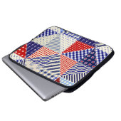 Retro Patchwork Dreiecke Nautic Style Laptopschutzhülle (Vorne Knopf)