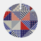 Retro Patchwork Dreiecke Nautic Style Ornament Aus Glas (Rückseite)