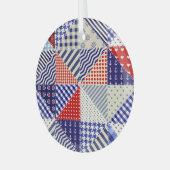 Retro Patchwork Dreiecke Nautic Style Ornament Aus Glas (Vorderseite links)