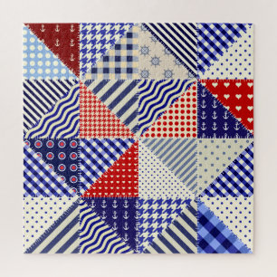 Retro Patchwork Dreiecke Nautic Style Puzzle