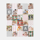 Retro-Patchwork-Effekt-Quiltmuster-Foto-Kolleg Fleecedecke (Vorderseite)