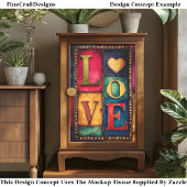 Retro Patchwork "LIEBE" Panel Sign DP9F Decoupage Seidenpapier