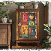 Retro Patchwork "LIEBE" Panel Signieren DP9 Decoup Seidenpapier