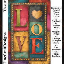 Retro Patchwork "LIEBE" Panel Signieren DP9 Decoup Seidenpapier