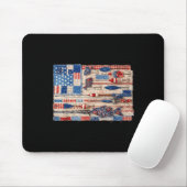 Retro-Patchwork-patriotische amerikanische Flagge  Mousepad (Mit Mouse)