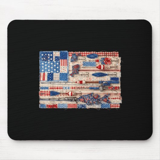 Retro-Patchwork-patriotische amerikanische Flagge  Mousepad (Vorne)