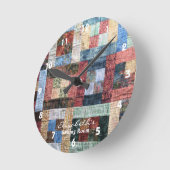 Retro-Patchwork-Quilt-Uhr Runde Wanduhr (Winkel)