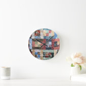 Retro-Patchwork-Quilt-Uhr Runde Wanduhr (Zuhause)