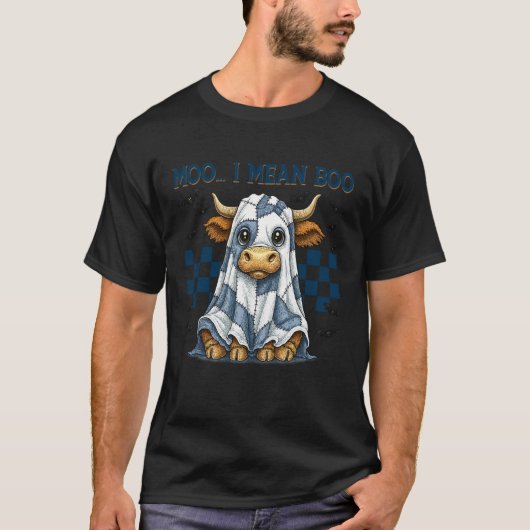 Retro-Patchwork-Rindfleischblatt-Muh-ich-meine-Buh T-Shirt (Vorderseite)