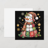 Retro Patchwork Snowman Merry Christmas Coquette Feiertagskarte (Vorne/Hinten)