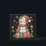 Retro Patchwork Snowman Merry Christmas Coquette Feiertagskarte<br><div class="desc">Retro Patchwork Snowman Merry Christmas Coquette</div>