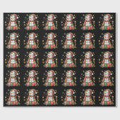 Retro Patchwork Snowman Merry Christmas Coquette Geschenkpapier (Flach)