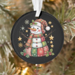 Retro Patchwork Snowman Merry Christmas Coquette Ornament<br><div class="desc">Retro Patchwork Snowman Merry Christmas Coquette</div>