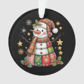 Retro Patchwork Snowman Merry Christmas Coquette Ornament (Vorderseite)