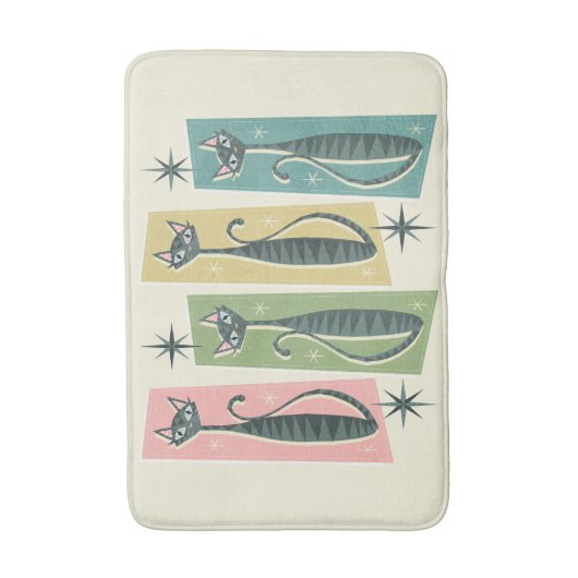 Retro Patchwork Tabbies ©studioxtin Badematte (Vorderseite Vertikal)