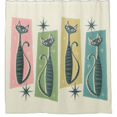 Retro Patchwork Tabbies ©studioxtin Duschvorhang (Vorderseite)