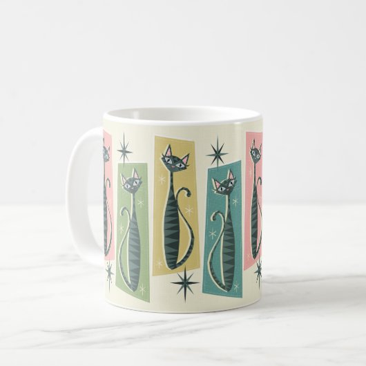 Retro Patchwork Tabbies ©studioxtin Kaffeetasse (Vorderseite Links)