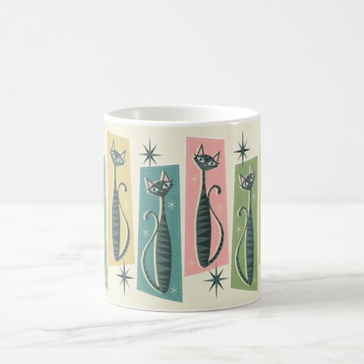 Retro Patchwork Tabbies ©studioxtin Kaffeetasse (Mittel)