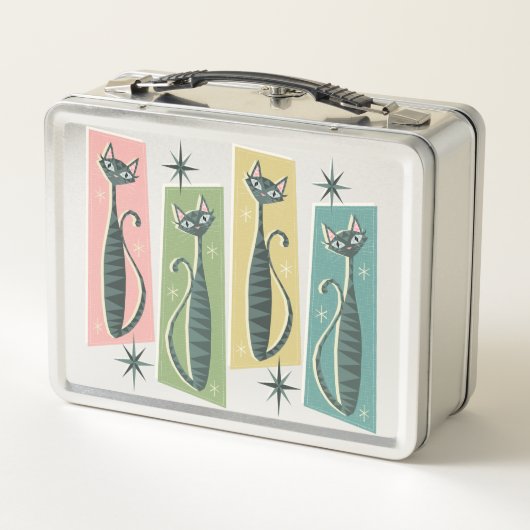 Retro Patchwork Tabbies ©studioxtin Metall Brotdose (Rückseite)