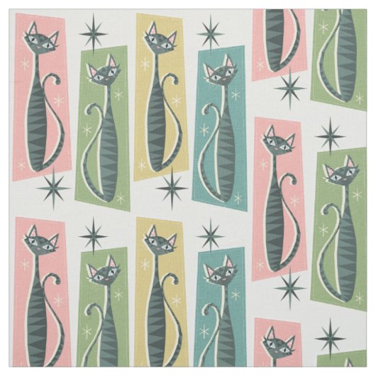 Retro-Patchwork-Tabby-Katzen ©studioxtine 2019 Stoff (Muster)