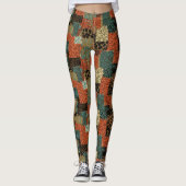 Retro-Patchwork-Tierdruck Leggings (Vorderseite)