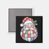 Retro Patchwork Weihnachten Weihnachten Preppy Mer Magnet (Vorderseite/Rückseite)
