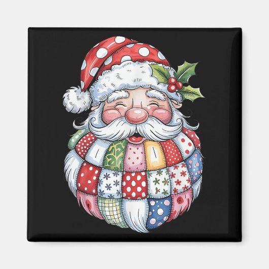 Retro Patchwork Weihnachten Weihnachten Preppy Mer Magnet (Vorne)