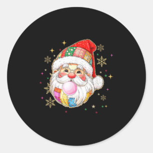 Retro Patchwork Weihnachten Weihnachten Preppy Mer Runder Aufkleber