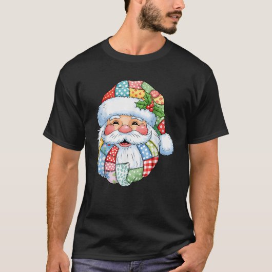 Retro Patchwork Weihnachten Weihnachten Preppy Mer T-Shirt (Vorderseite)