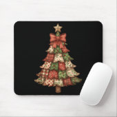 Retro-Patchwork-Weihnachtsbaum Vintage Frohe Weihn Mousepad (Mit Mouse)
