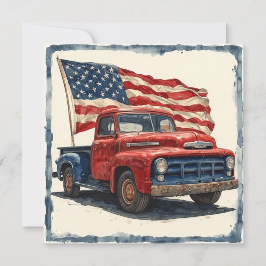 Retro Patriot Auto: Vintager Ruhm Feiertagskarte (Vorderseite)