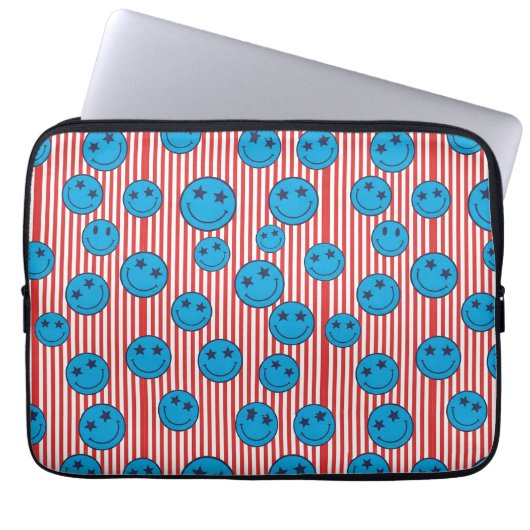 Retro Patriot Smiley Gesicht Laptopschutzhülle (Vorderseite)